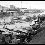 False Creek looking Southeast, to the back of the Cobalt Hotel. Date: 1948. Note garbage.